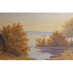 Tableau \"Embouchure Venoge\" signé R. MARGAIRAZ