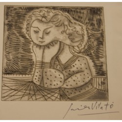 Litho "Femme pensive" signée Javier VILATO
