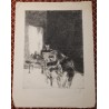 Litho "Scène d'inétrieur" signée J. LECOULTRE 63