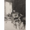 Litho "Scène d'inétrieur" signée J. LECOULTRE 63