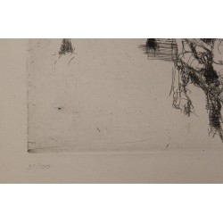 Litho "Scène d'inétrieur" signée J. LECOULTRE 63