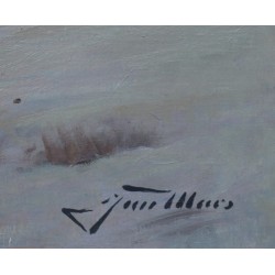 Tableau \"Village eneigé\" signé Jan MAES