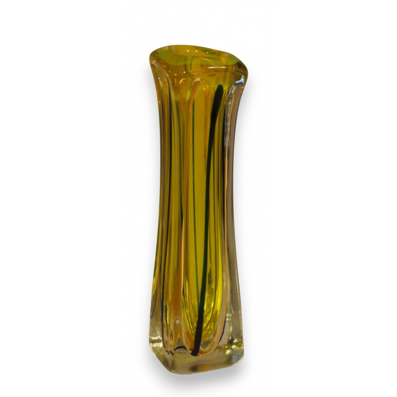 Vase en verre de Murano jaune