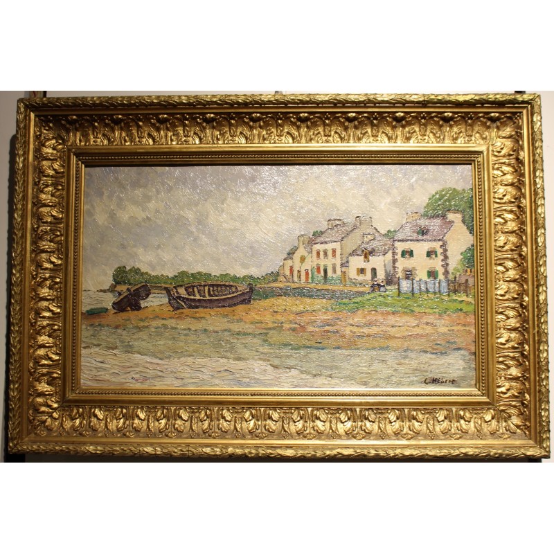 Tableau \"Forêt-Fouesnant\" signé C. HÉBERT