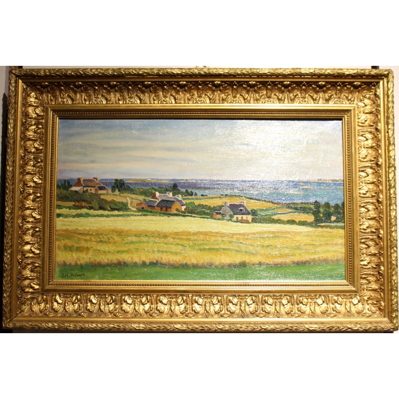 Tableau \"Bretagne\" signé CH HÉBERT