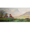 Tableau \"Costumes dans les Alpes\" signé Hi HÉBERT