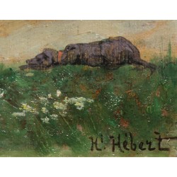Tableau \"Costumes dans les Alpes\" signé Hi HÉBERT