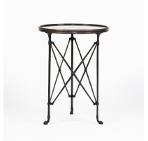 Table d'appoint ronde en bronze et granit noir