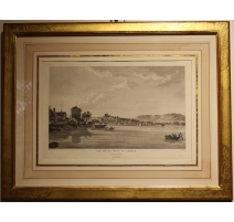 Gravure "Vue de la Ville de Genève prise du Lac".