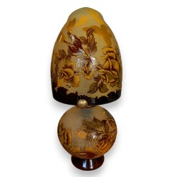 Lampe pied boule style GALLÉ Roses