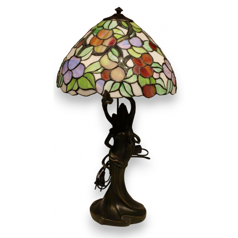 Lampe style Tiffany, pied deux femmes en résine