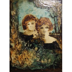 Tableau \"Filles\" signé Mila BRAVO AGUILAR