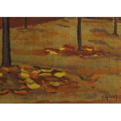 Tableau \"Marronniers en automne\" signé GRAZ
