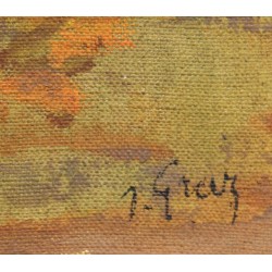 Tableau \"Marronniers en automne\" signé GRAZ