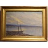 Tableau \"Paysage lacustre\" signé V. DE MESTRAL