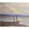 Tableau \"Paysage lacustre\" signé V. DE MESTRAL