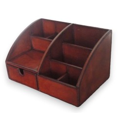 Porte-lettre en cuir coloris cognac