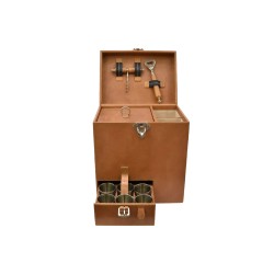 Beige leather travel minibar