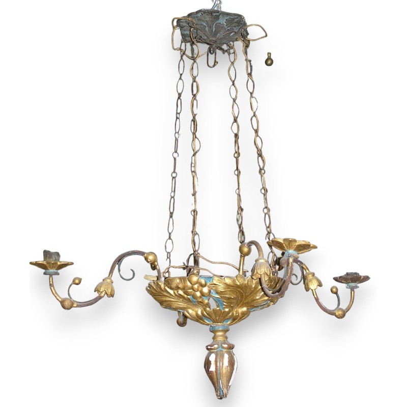 Chandelier, 4 lights, carved. at  Moinat SA  - Antiques and home décor