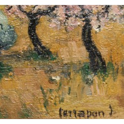 Tableau \"Amandiers en fleurs\" signé TERRAPON D.
