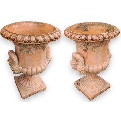 Paire de vasques avec anses décor vigne