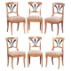 Suite de 6 chaises Directoire vaudoises en noyer