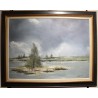 Tableau \"Lac de Joux\" signé RENEVEY