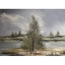 Tableau \"Lac de Joux\" signé RENEVEY