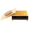 Black and gold lacquered box with a stone knob