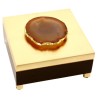 Black and gold lacquered box with a stone knob