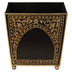Cache-pot carré en tôle décor doré