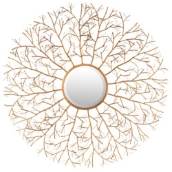 Miroir rond "Arbre" en fer doré