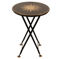 Table pliante ronde en tôle noir "Soleil"