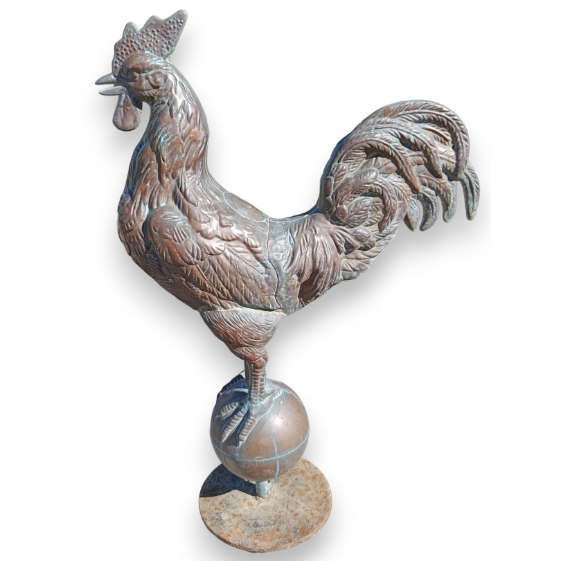 Coq de clocher en cuivre repoussé