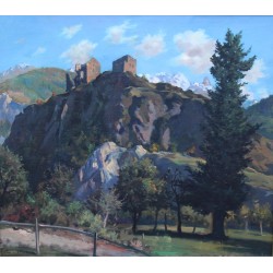 Tableau \"Château de Tourbillon\" signé Max RIMBOECK