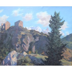 Tableau \"Château de Tourbillon\" signé Max RIMBOECK