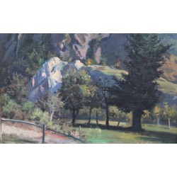 Tableau \"Château de Tourbillon\" signé Max RIMBOECK