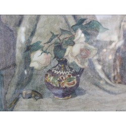 Pastel "Bouquet et souris" signé M.L. GOERING