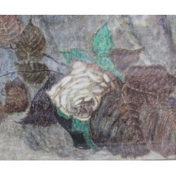 Pastel "Rose blanche" signé M.L. GOERING