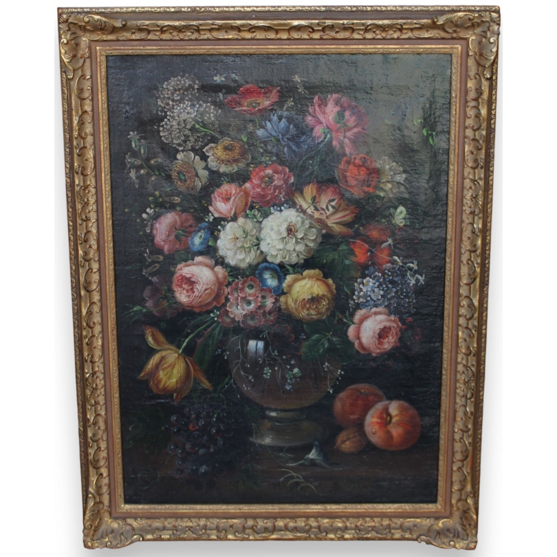 Tableau "Bouquet de fleurs et fruits"