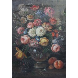 Tableau \"Bouquet de fleurs et fruits\"