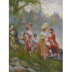 Paintings | Pair of "Romantiques" paintings by Moinat SA – Antiques and home décor