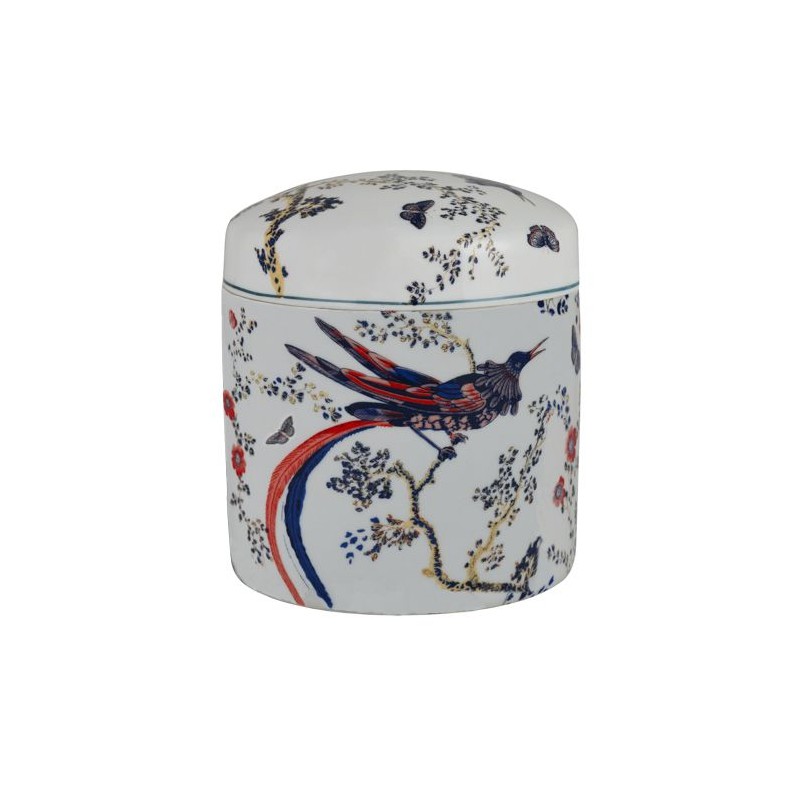 Boite ronde Oiseau du paradis en porcelaine