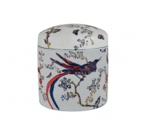 Boite ronde Oiseau du paradis en porcelaine