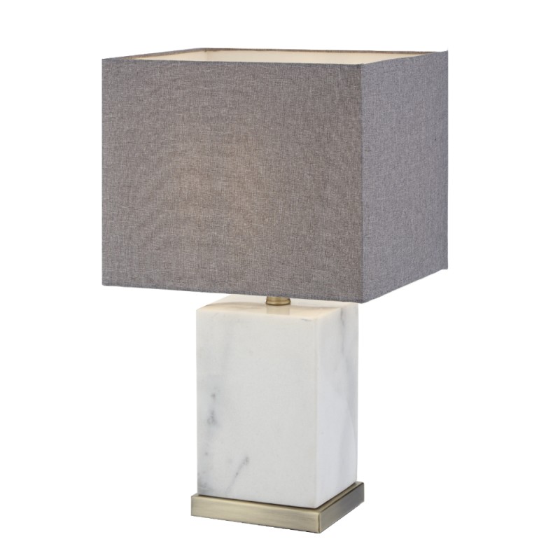 Lampe colonne "Abella" en marbre blanc et laiton