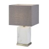 Lampe colonne "Abella" en marbre blanc et laiton