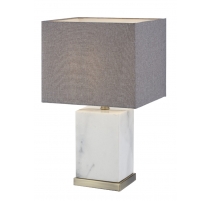 Lampe colonne "Abella" en marbre blanc et laiton