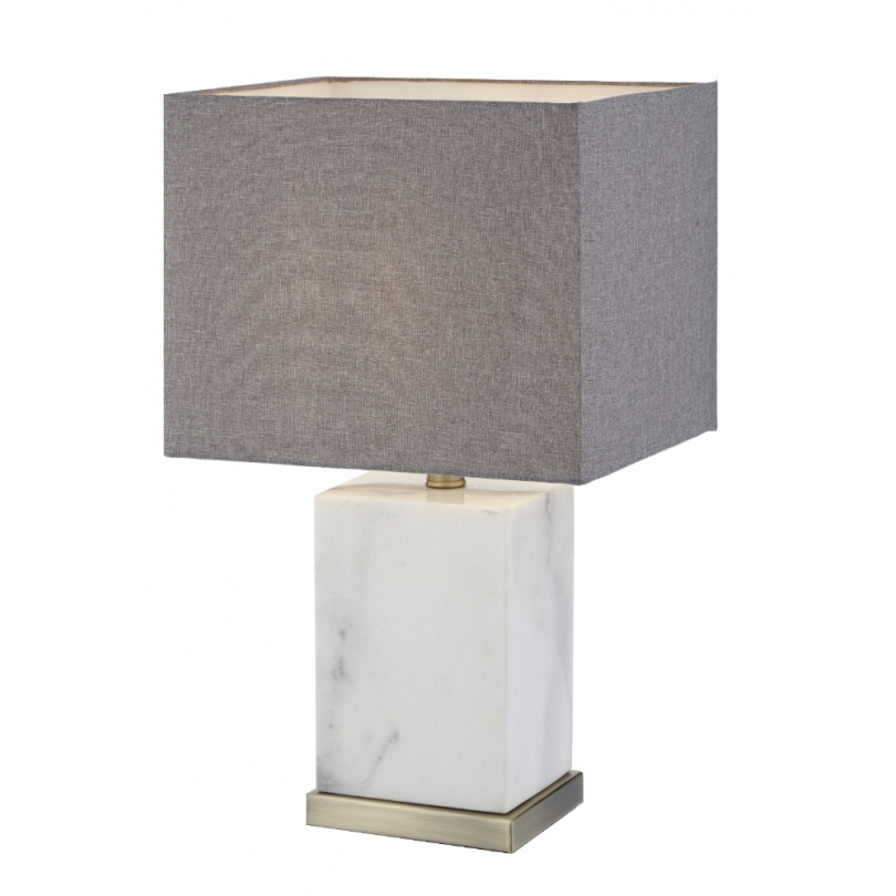 Lampe colonne "Abella" en marbre blanc et laiton