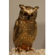 Hibou Grand Duc en argent doré sur fluorite