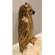 Hibou Grand Duc en argent doré sur fluorite